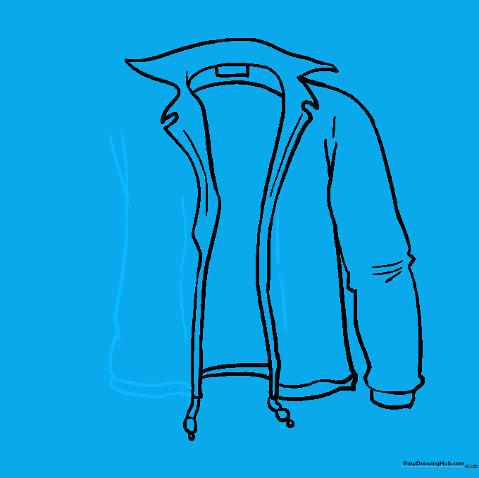 Mirroring the side body outline on the right side of the jacket.
