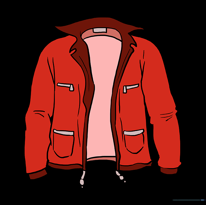 A fully colored and finished jacket drawing.