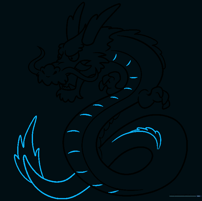Adding belly bands and finishing the dragon's tail with spikes.