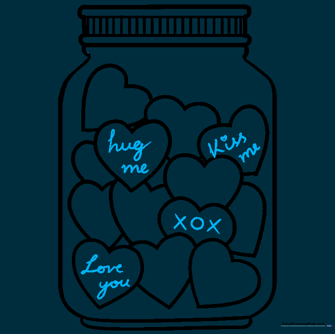 Hearts inside the jar now feature handwritten messages like 'Love you' and 'XOX'.