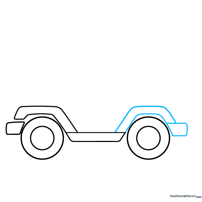 Adding the rear bumper and the second fender above the back wheel.
