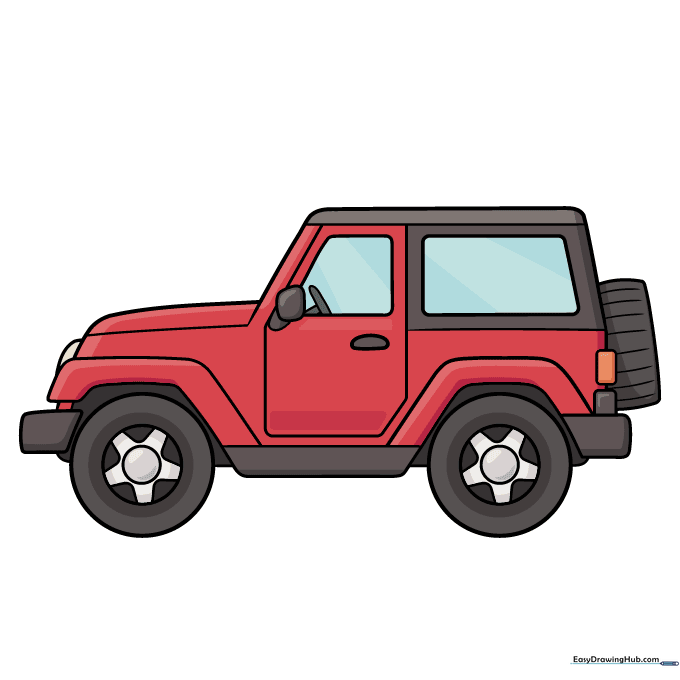 A fully colored, finished cartoon Jeep illustration.