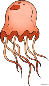 A vibrant, finished jellyfish drawing perfect for young artists.