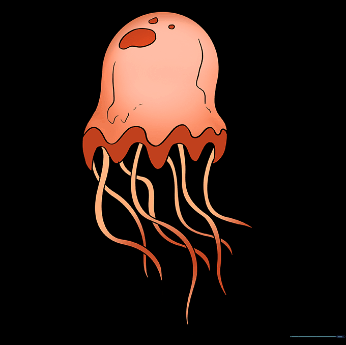 A fully colored and detailed jellyfish drawing.