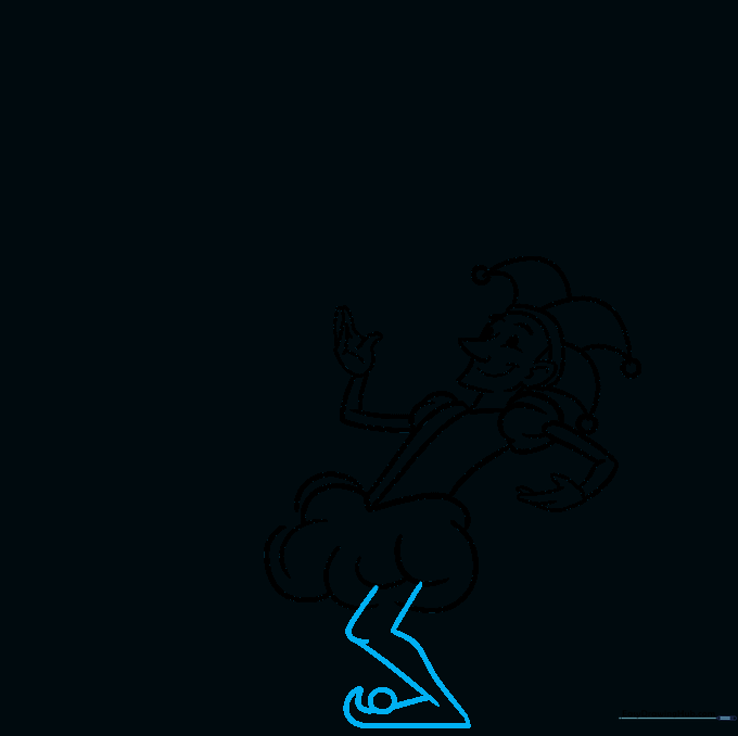 One leg and pointed shoe with a bell
