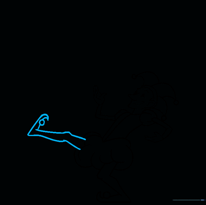 Second leg extended in a dancing pose with a bell