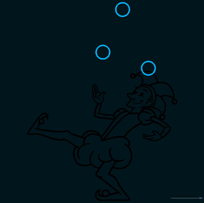 Three juggling balls floating above the jester