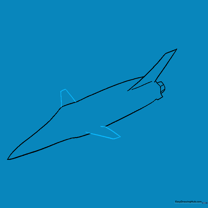 Drawing the base of the wings extending from the fuselage