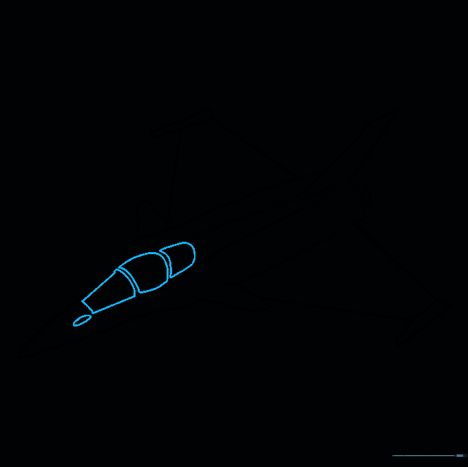 Drawing the cockpit canopy windows on the top of the jet