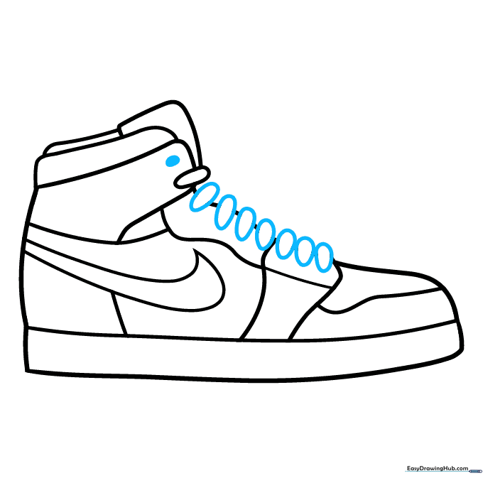 Adding lace details and eyelets to the sneaker design.