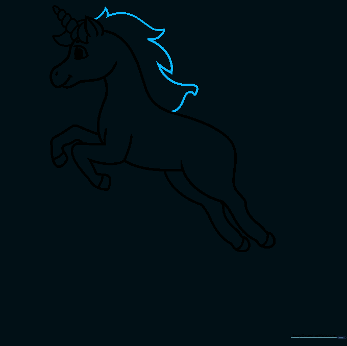 Unicorn outline with a flowing, jagged mane added.