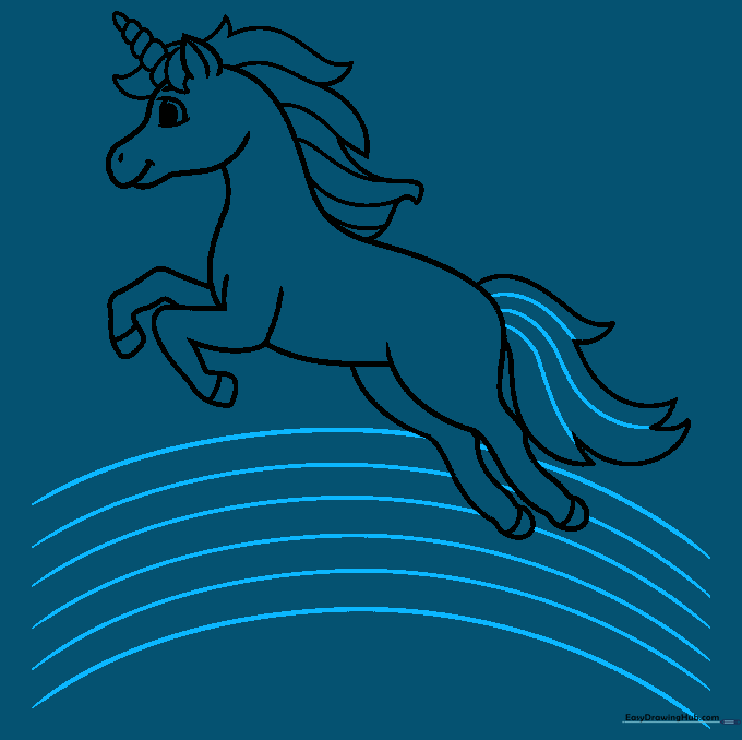 Unicorn outline with a rainbow background added.