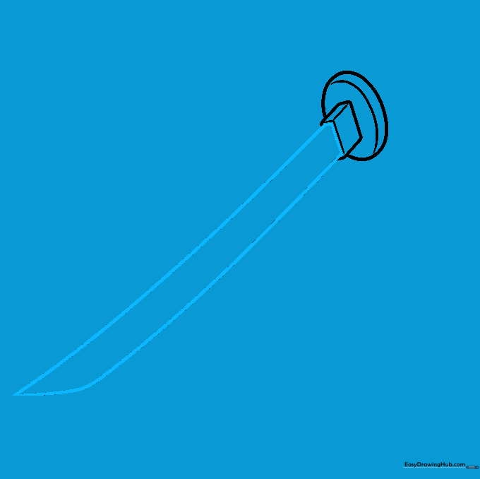 Long curved lines forming the sharp blade of the katana.