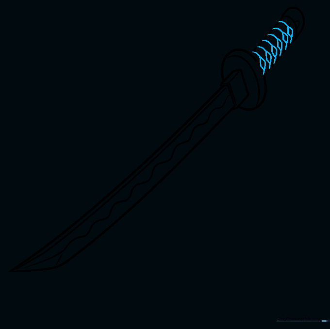 Adding diamond-shaped patterns to the handle to simulate cord wrapping.