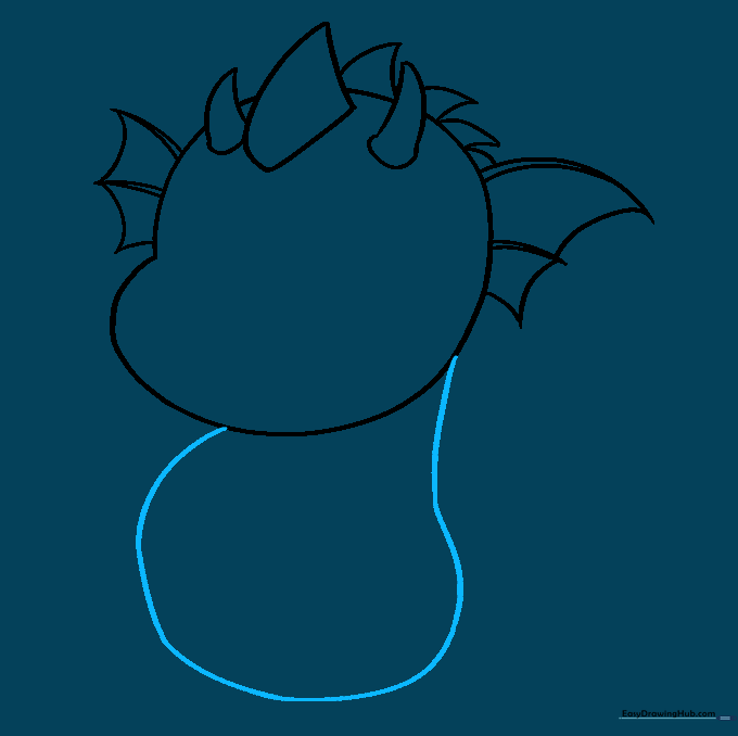 The dragon head connected to a simple, rounded body outline.