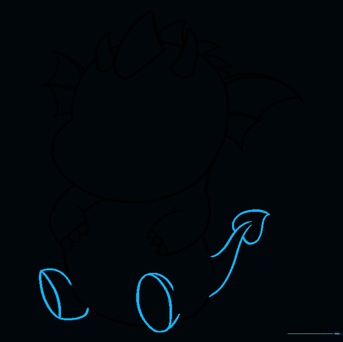 Dragon body with legs, feet, and a pointed tail added.