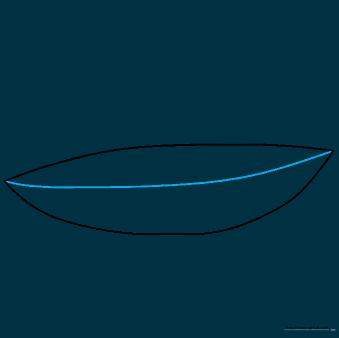 A curved line is added through the center of the kayak to define the side panel.