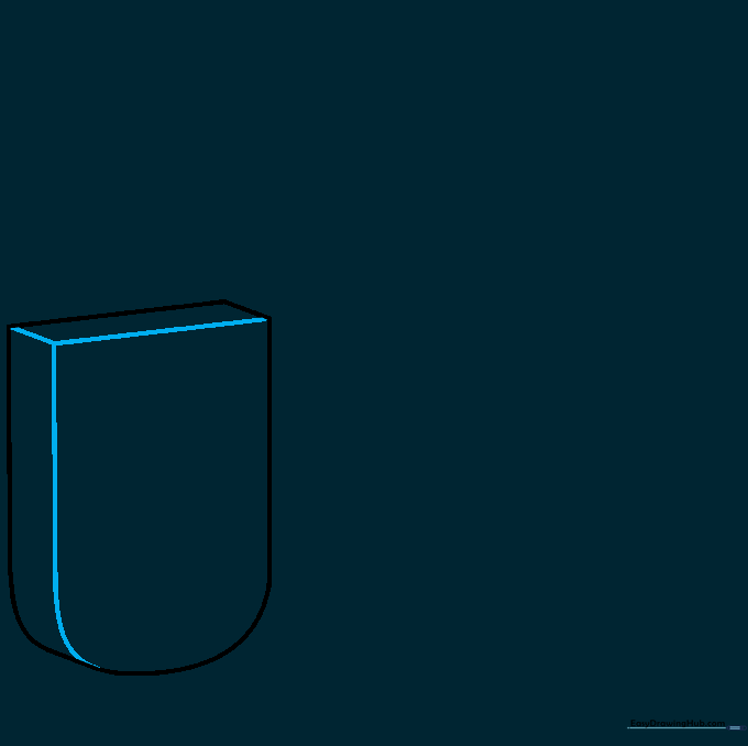 Adding a parallelogram and a curved side line to create a three-dimensional effect on the lock body.