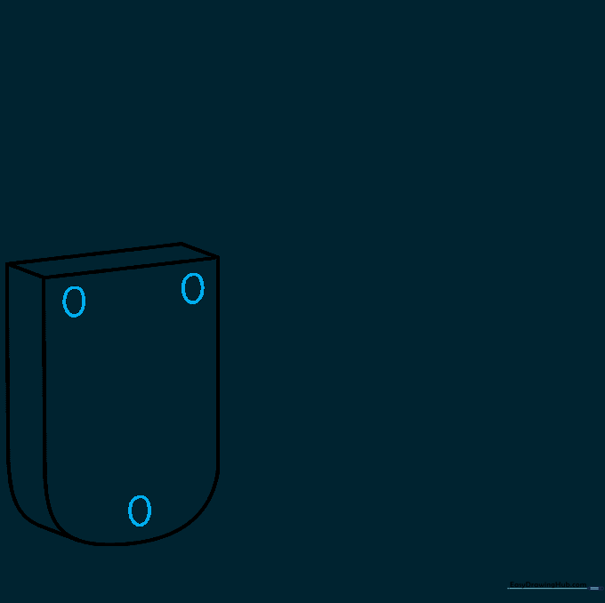 Three small ovals drawn on the lock face to represent decorative rivets.