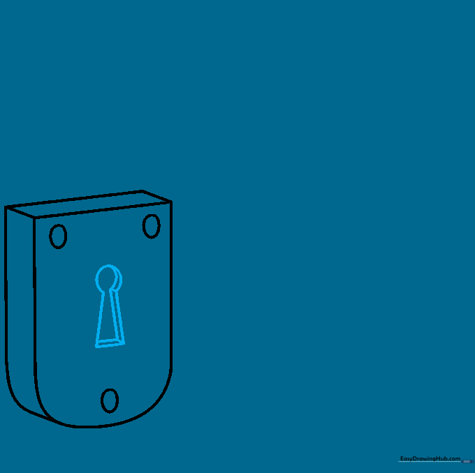 Drawing a pawn-shaped keyhole with added lines for depth.