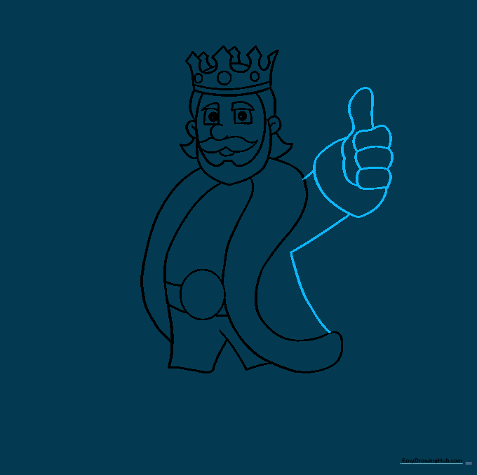 Adding arms and hands to the king's body.