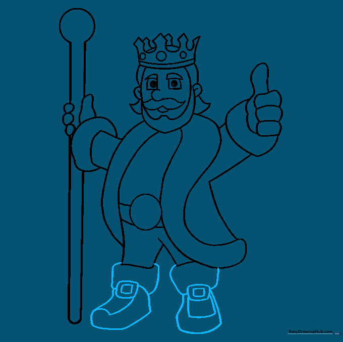 Adding shoes to the bottom of the king's robe.