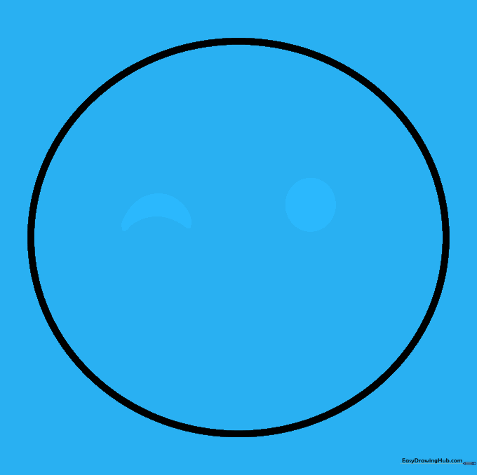 Close-up of the emoji face showing one round black eye and one closed, crescent-shaped winking eye.