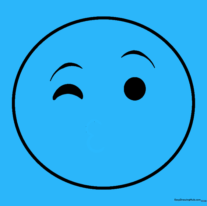 The emoji face now features a small, puckered mouth shape drawn with a curved line.