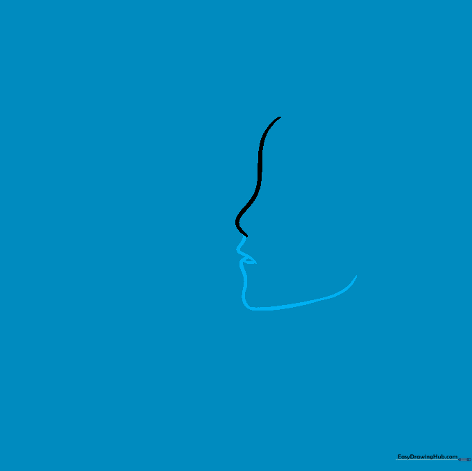 The female profile outline now includes the lips, chin, and jawline.
