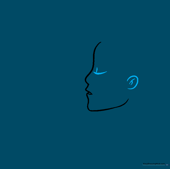 The profile now features a closed eye and a detailed ear shape.