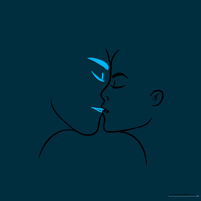 The male profile now has detailed lips, a closed eye, and an eyebrow.