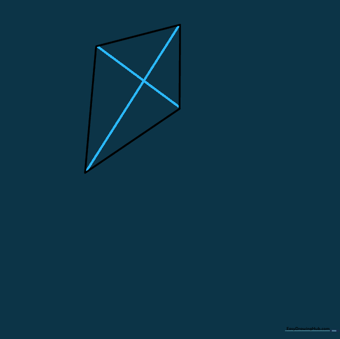 Diamond kite shape with two intersecting lines forming a crossbar frame inside.