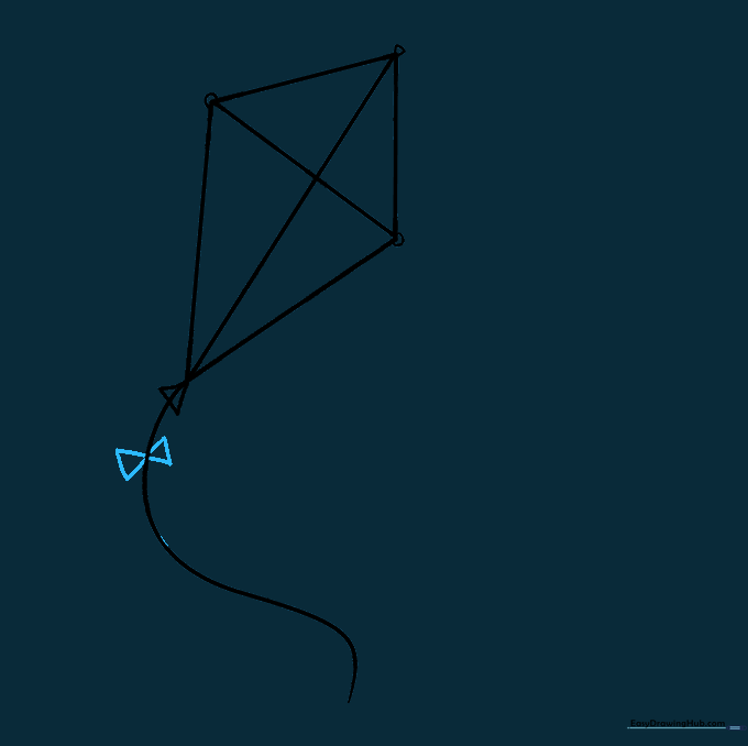 Kite tail with a single bow made of two triangles attached to the string.