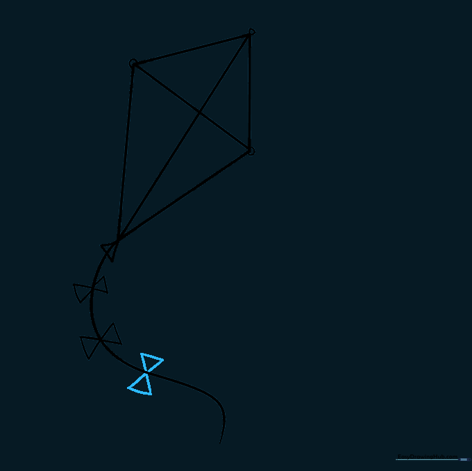 Kite tail with three bows spaced along the string.