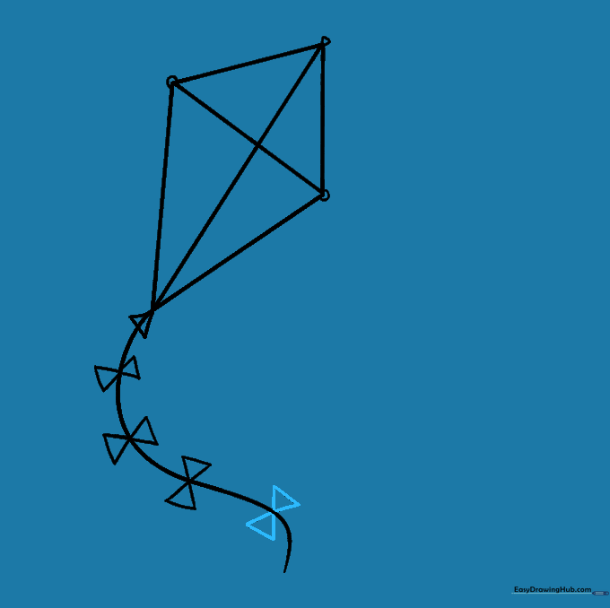 Kite tail with four bows attached to the string.