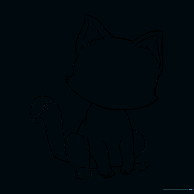 Cleaned-up line drawing of the kitten without any construction guide lines.