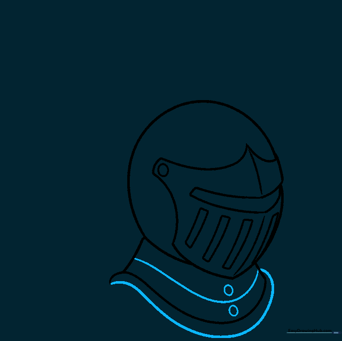 Adding structural lines and bolt details to the gorget neck guard.
