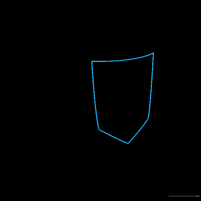 Outlining a large pointed shield held by the knight.