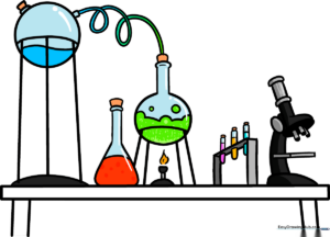 Colorful illustration of a complete science laboratory drawing