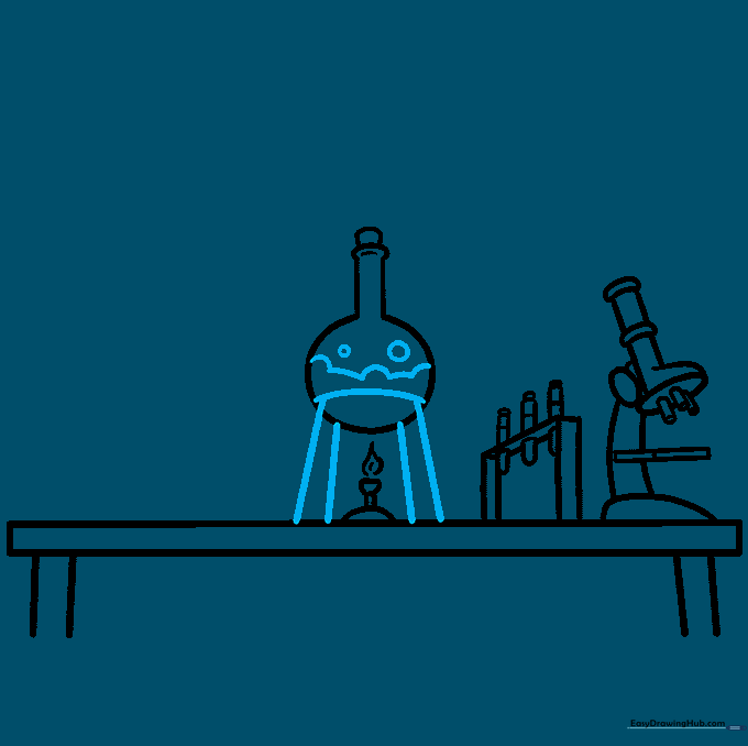 Adding support stand lines and bubbles to the flask