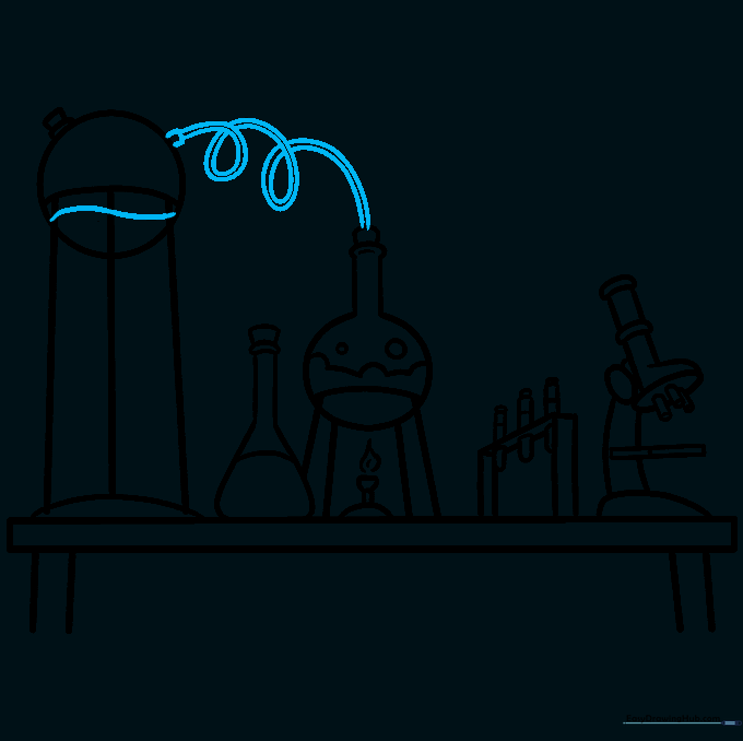 Adding spiral tubing connecting the laboratory flasks