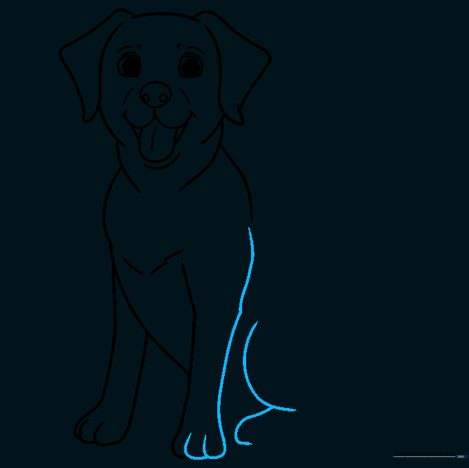 Sketching the rear legs in a crouching position.