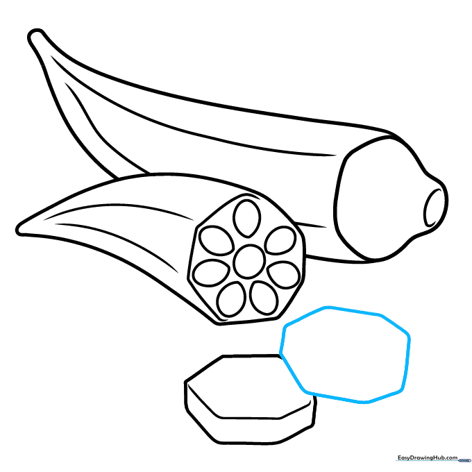 Adding an overlapping okra slice to the drawing.