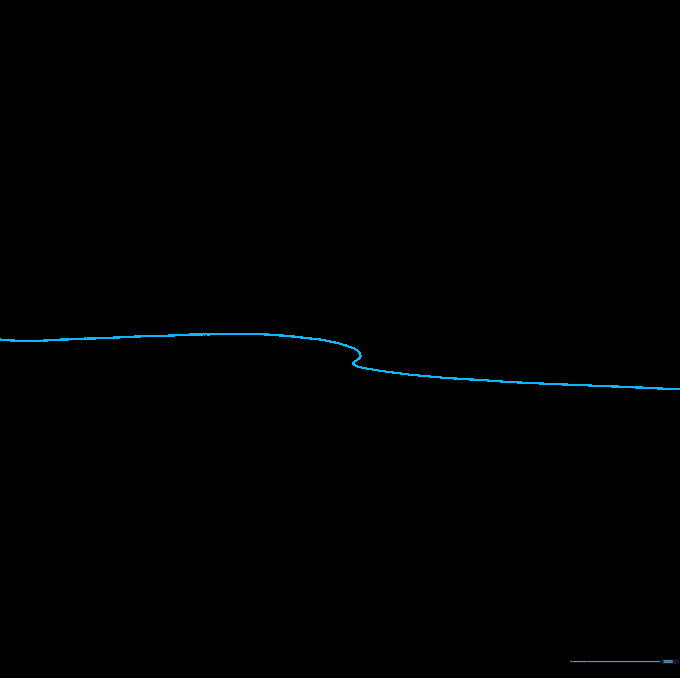A single curved line drawn on paper representing the initial shoreline of a lake.