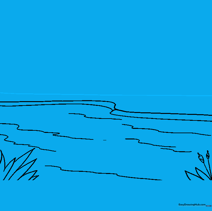 A straight horizontal line drawn across the top of the page to define the horizon.