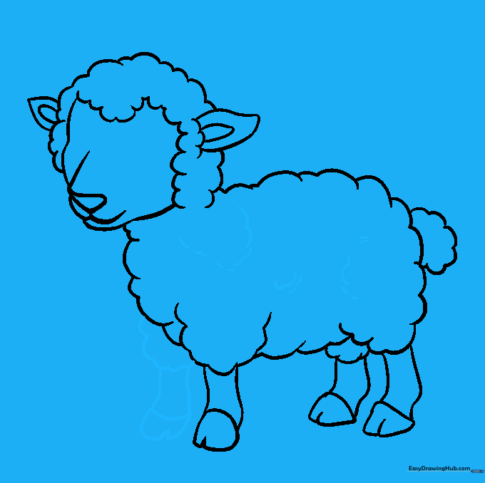 Adding texture lines to the lamb's body to represent wool.