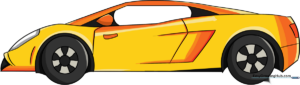A vibrant, finished Lamborghini drawing ready for display.