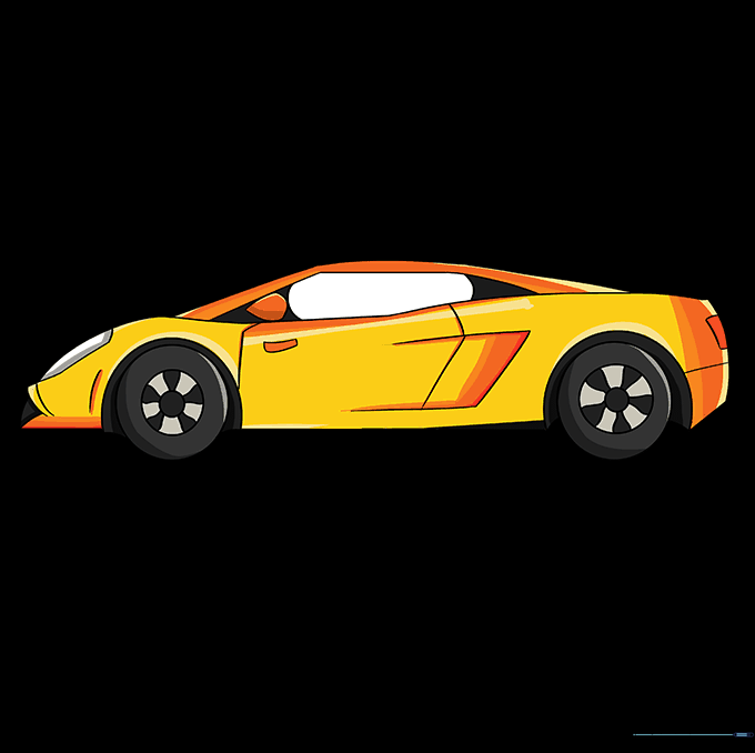 A fully colored and detailed Lamborghini drawing.