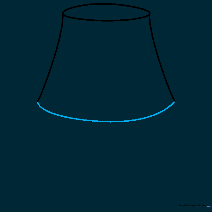 A long curved line connecting the bottom of the two side lines to finish the lampshade shape.