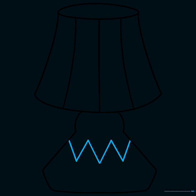 A decorative zigzag pattern drawn onto the lamp base.